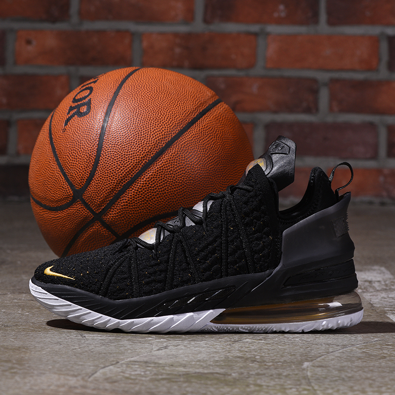 2020 Nike LeBron James 18 Black Gold Basketball Shoes - Click Image to Close